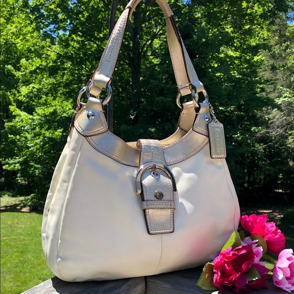 COACH Two-Tone ALL LEATHER 3-Section Lg Bag. WOW!! - Picture 7 of 8